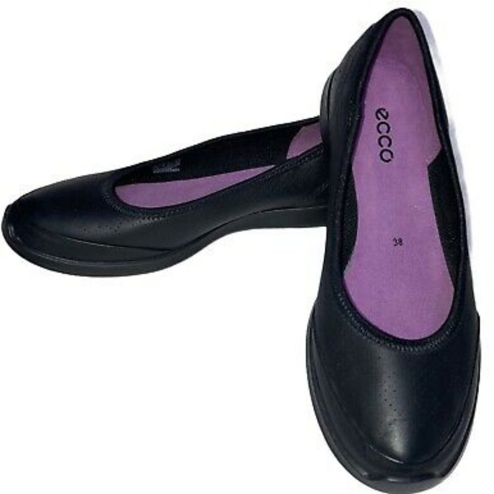 NEW Ecco Sense comfort ballet Flat -black leather EU size 40/*BUT FITS US size 9